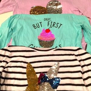 Girls sequin design long sleeve shirts. Size 7/8